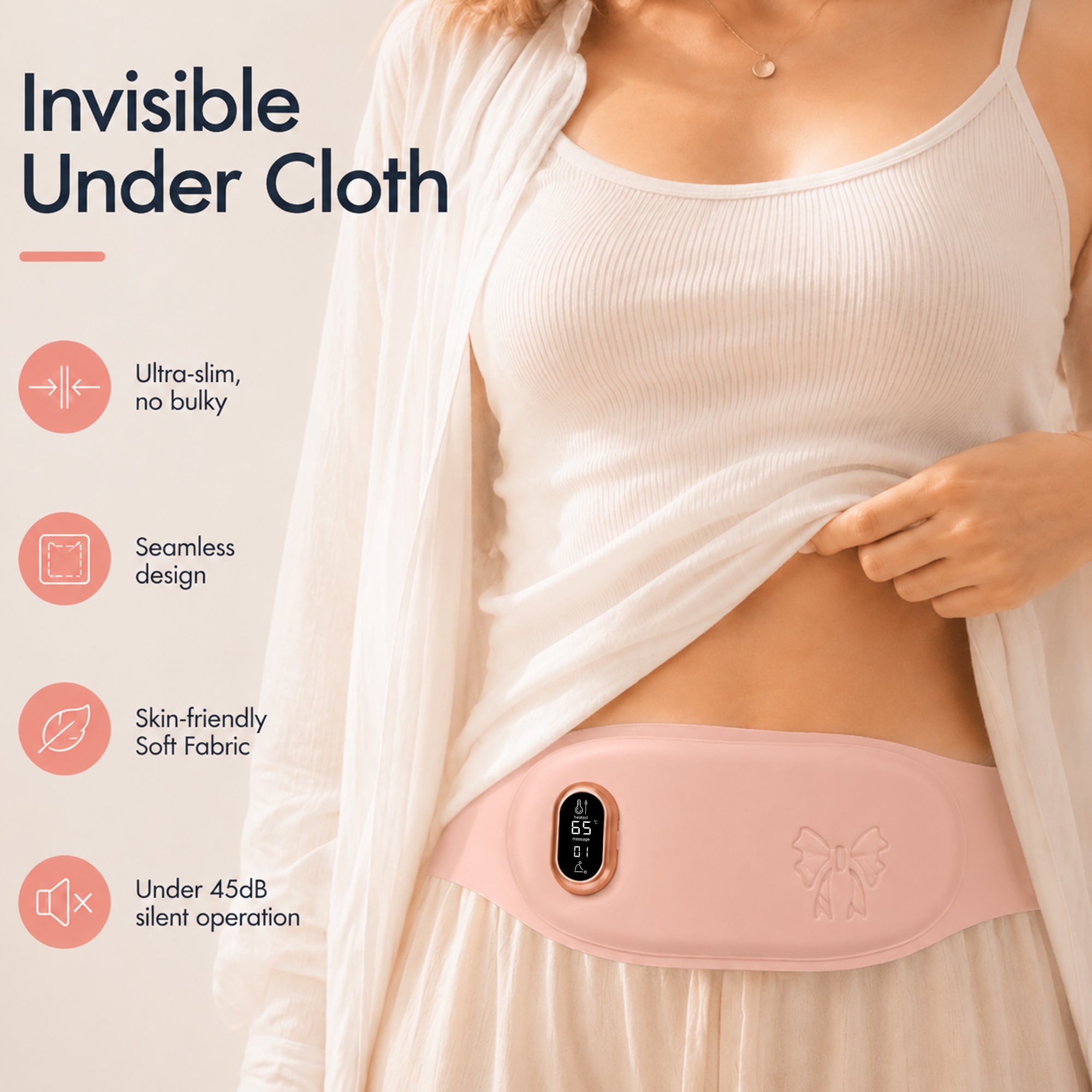Portable Heating Pad, Pink, Electric Heating, Comfortable and Warm for Daily Use