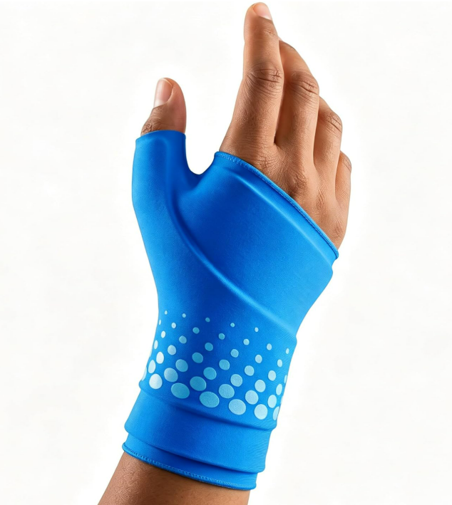 Wearable Thumb & Wrist Ice Pack Wrap, Reusable Hot/Cold Gel Hand Ice Pack with Ergonomic Fit, M/L Size for Soreness,Fatigue